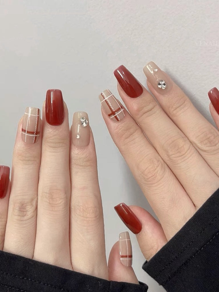 Cherry Scarf Press on Nail